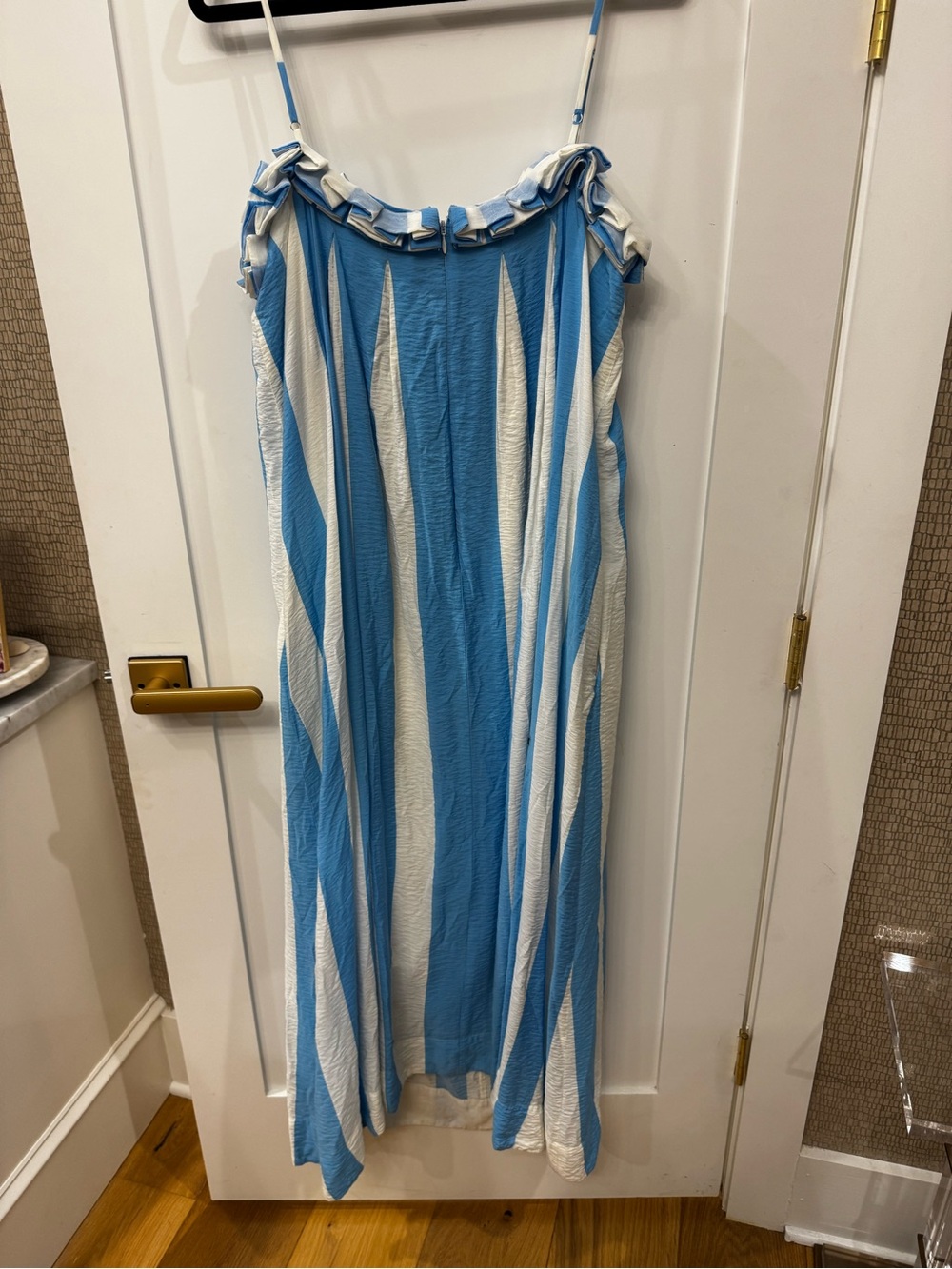 Maeve Blue and White Tiered Ruffle Maxi Dress - Picture 6 of 7